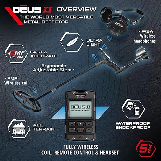 DEUS II RC Detector - 22 FMF Coil (9"), RC, WSA2 Bundle
