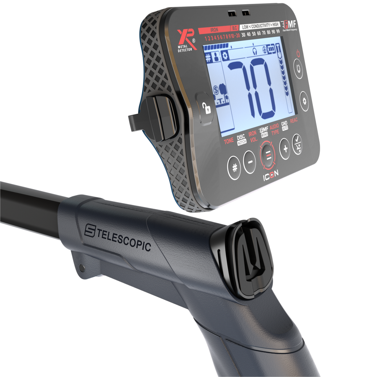 ICON X Detector - Remote control, ICON 11" FMF Coil, WSA ST Headphones, S-Telescopic Carbon Lite Stem