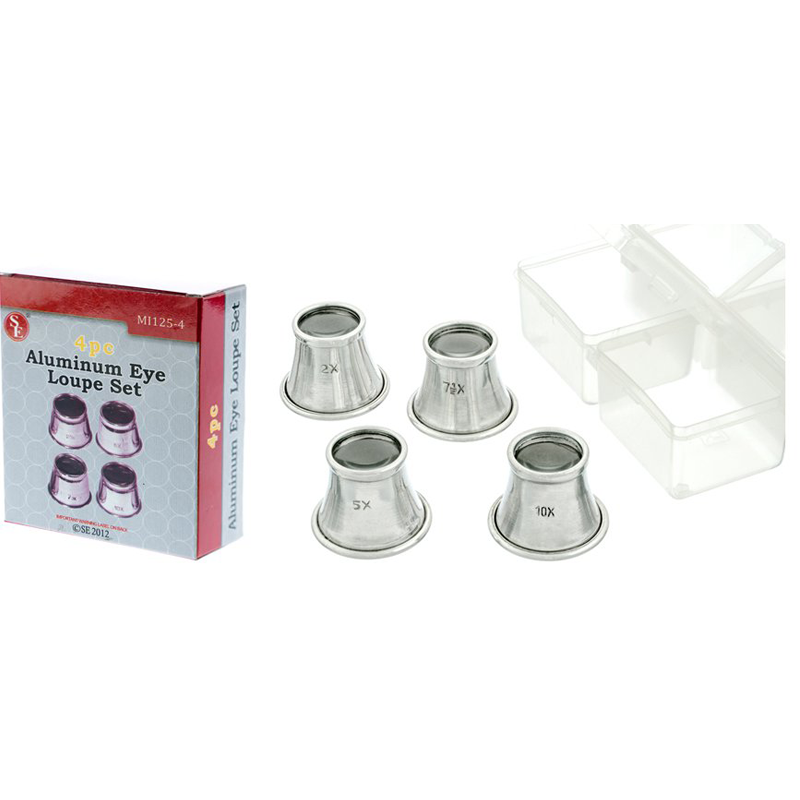 BJK 4pc Aluminium Eye Loupes in Plastic Box