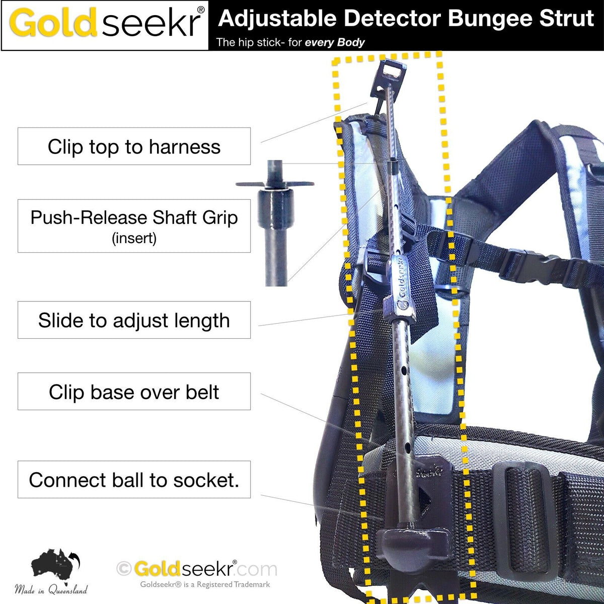 Goldseekr Adjustable Bungee Strut (Hip Stick)